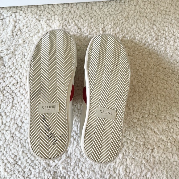 Celine triomphe leather white sneakers with horse fur details size 43 TR01L - Picture 9 of 15